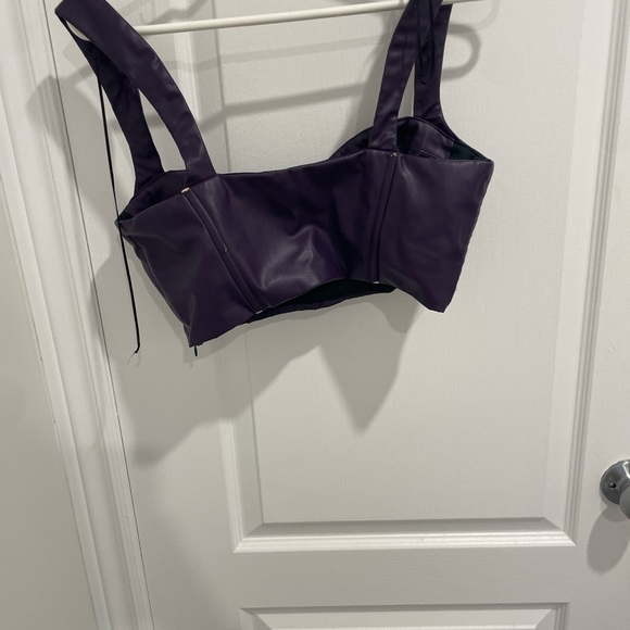 Zara party top. Dark purple. Going out top. Size Medium. Latex. - Picture 2 of 3